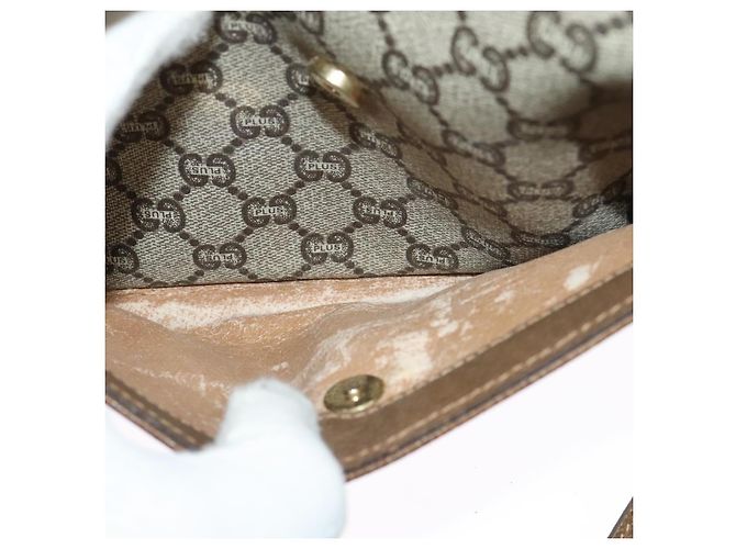Borsa a spalla GUCCI GG Plus Supreme PVC Beige Oro Auth th6208 D'oro - vista 21