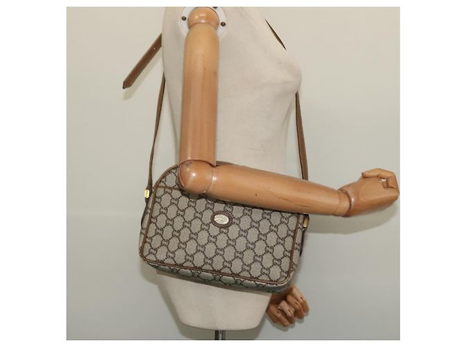 Borsa a spalla GUCCI GG Plus Supreme PVC Beige Oro Auth th6208 D'oro - vista 22