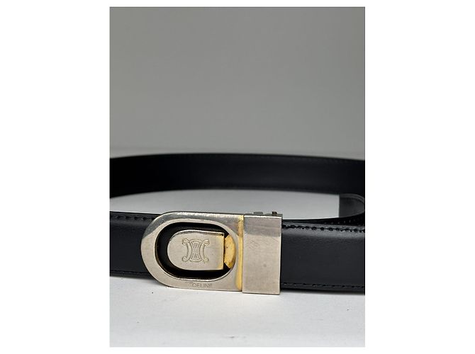 Céline Cinturón de cuero negro Celine Triomphe - vista 3