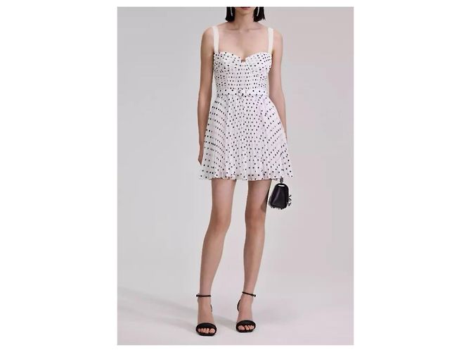 Vestido mini de chiffon com bolinhas da Self Portrait Branco - vista 2