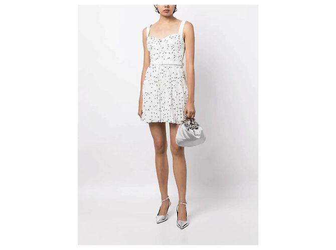 Vestido mini de chiffon com bolinhas da Self Portrait Branco - vista 3