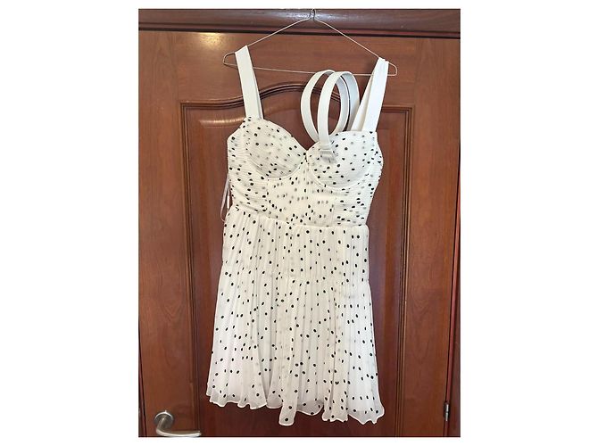 Vestido mini de chiffon com bolinhas da Self Portrait Branco - vista 4