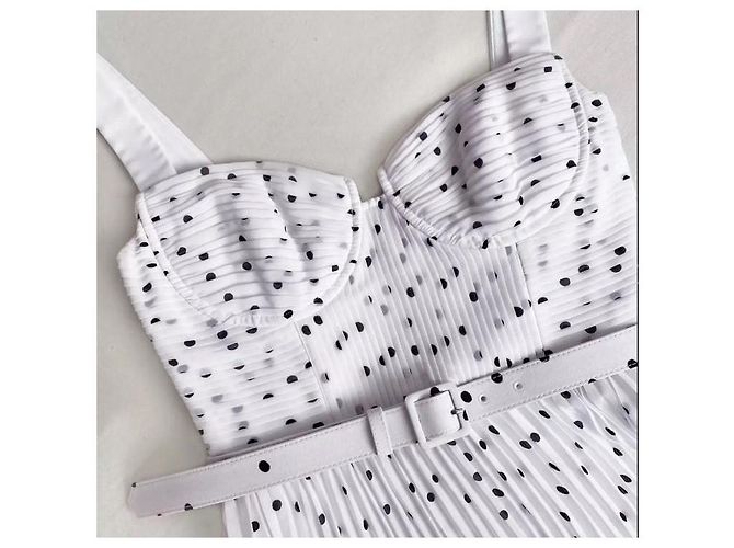 Vestido mini de chiffon com bolinhas da Self Portrait Branco - vista 5