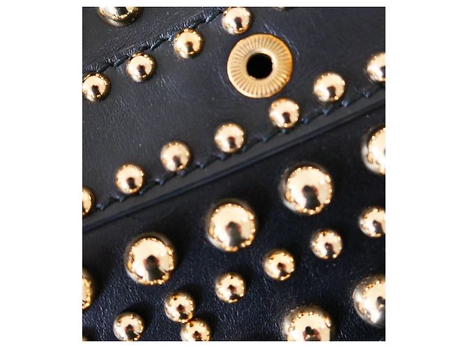 Colete sem mangas de couro com studs, vison e astracã Givenchy Pré-Fall 2015 Preto - vista 9