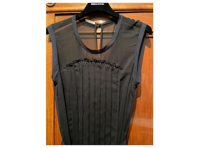 Abito Miu Miu in seta nero e blu navy - vista 3