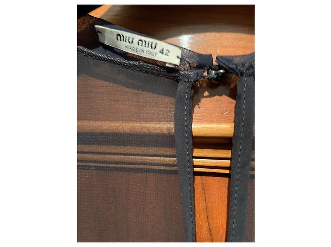 Abito Miu Miu in seta nero e blu navy - vista 4