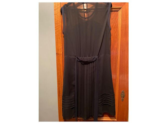 Abito Miu Miu in seta nero e blu navy - vista 5