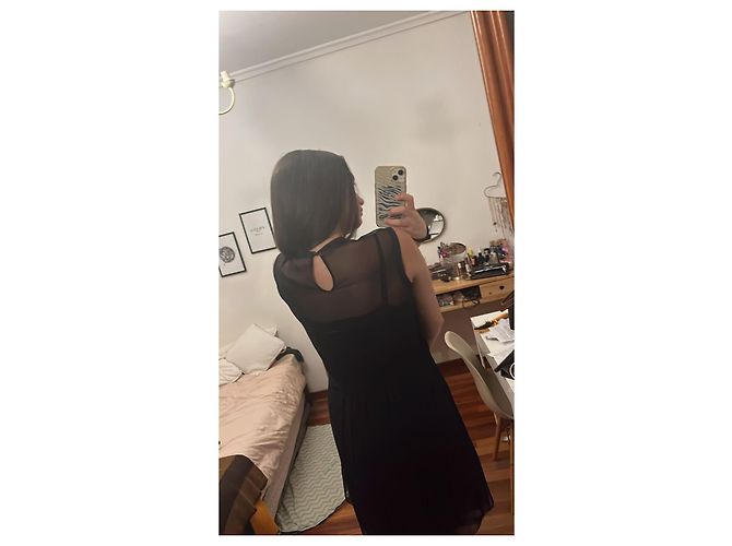 Abito Miu Miu in seta nero e blu navy - vista 9