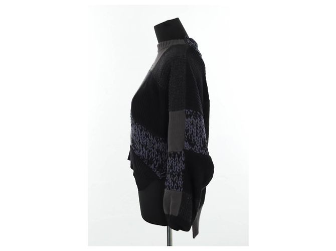 Sacai Maglione in cotone nero - vista 3