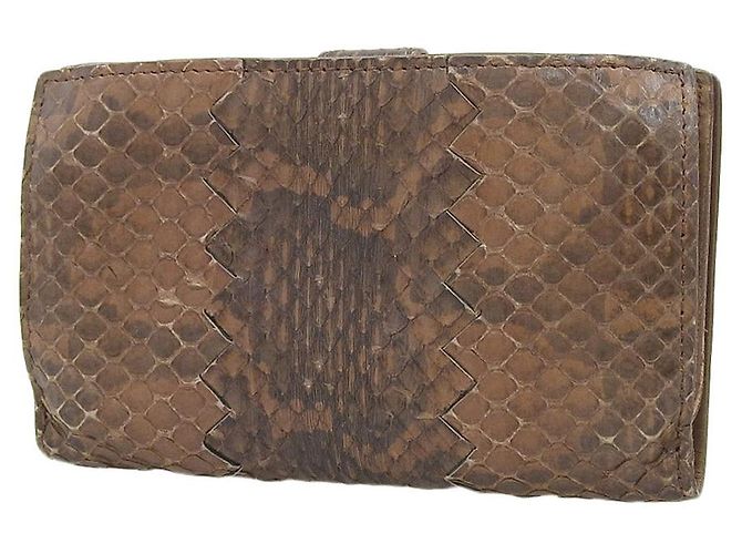 Cartera de Python Bottega Veneta Marrón Castaño - vista 2