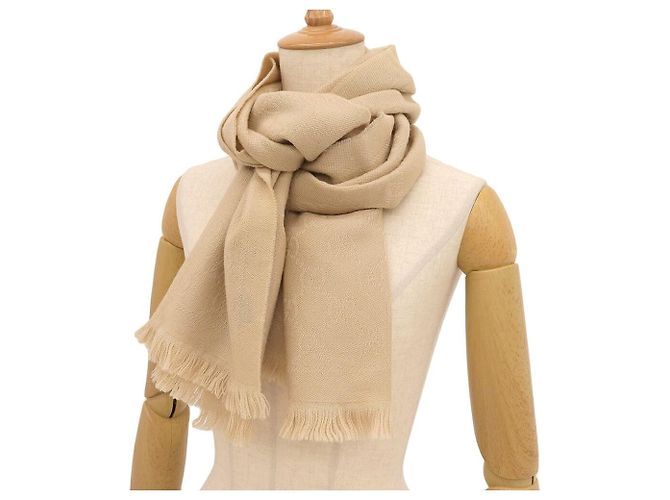 Gucci Bufanda de lana 100% con logo G entrelazado beige - vista 2