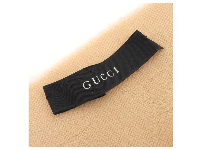 Gucci Bufanda de lana 100% con logo G entrelazado beige - vista 7