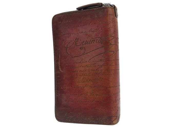 Autre Marque Custodia da viaggio Berluti Caligraphy Patina Bordeaux Verde Bordò - vista 2