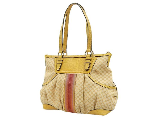 Céline Celine Macadam Canvas Leder Schultertasche Gelb - Ansicht 2