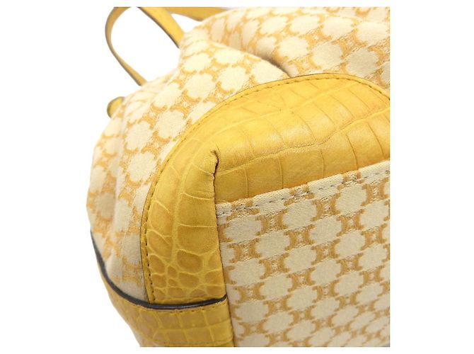 Céline Celine Macadam Canvas Leder Schultertasche Gelb - Ansicht 4