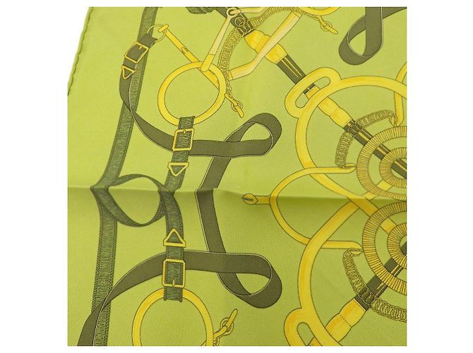 Cinturón de seda Hermès con patrón de pañuelo verde - vista 4