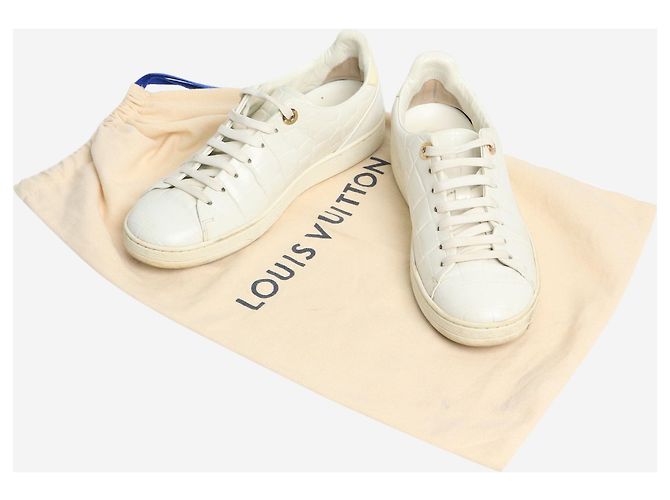Louis Vuitton Baskets blanches à motif crocodile - taille EU 36 - vue 7