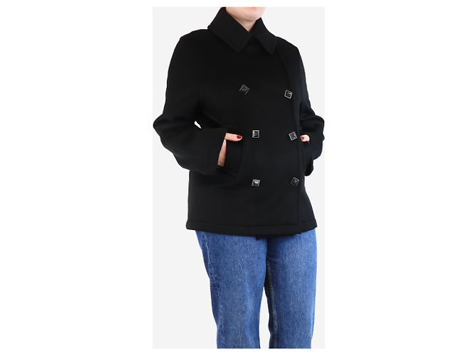 Hermès Schwarzer Kaschmir-Peacoat - Größe UK 16 - Ansicht 3