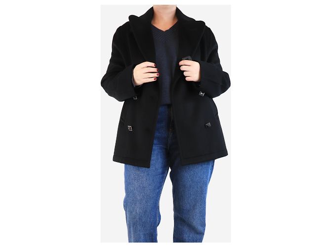 Hermès Schwarzer Kaschmir-Peacoat - Größe UK 16 - Ansicht 4
