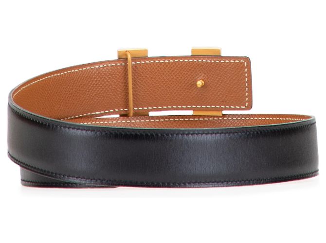Cintura reversibile Constance H in Epsom e Swift nera di Hermès Nero - vista 3
