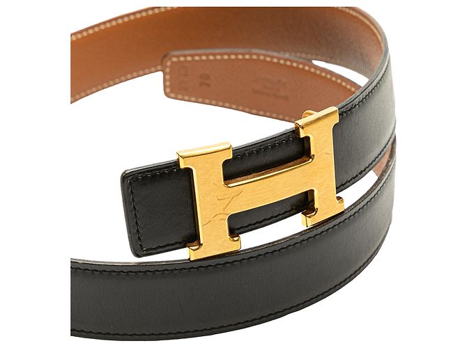 Cintura reversibile Constance H in Epsom e Swift nera di Hermès Nero - vista 4