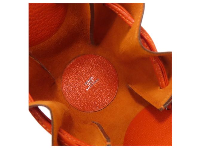 Hermès Pochette Hermes Vespa in pelle di Capra Arancione - vista 5