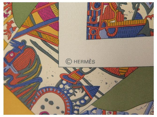 Hermès SCARF HERMES IN ONORE DI GUILLAUME DUBIGEON 90 SETA ARANCIONE - vista 10