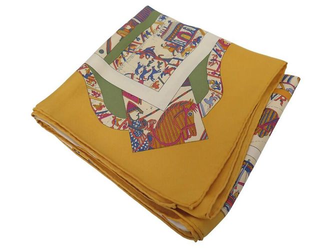 Hermès SCARF HERMES IN ONORE DI GUILLAUME DUBIGEON 90 SETA ARANCIONE - vista 14