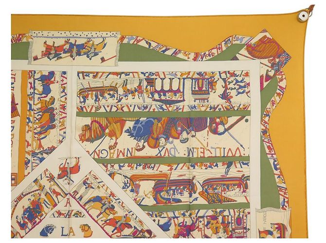 Hermès SCARF HERMES IN ONORE DI GUILLAUME DUBIGEON 90 SETA ARANCIONE - vista 3