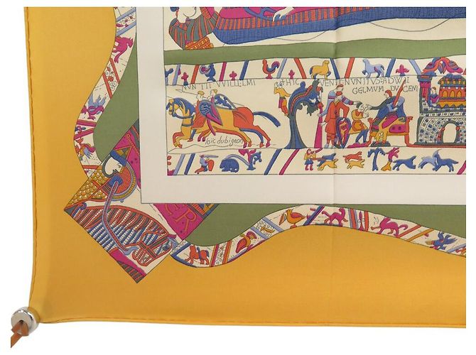 Hermès SCARF HERMES IN ONORE DI GUILLAUME DUBIGEON 90 SETA ARANCIONE - vista 5