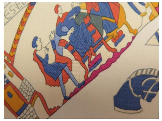 Hermès SCARF HERMES IN ONORE DI GUILLAUME DUBIGEON 90 SETA ARANCIONE - vista 7