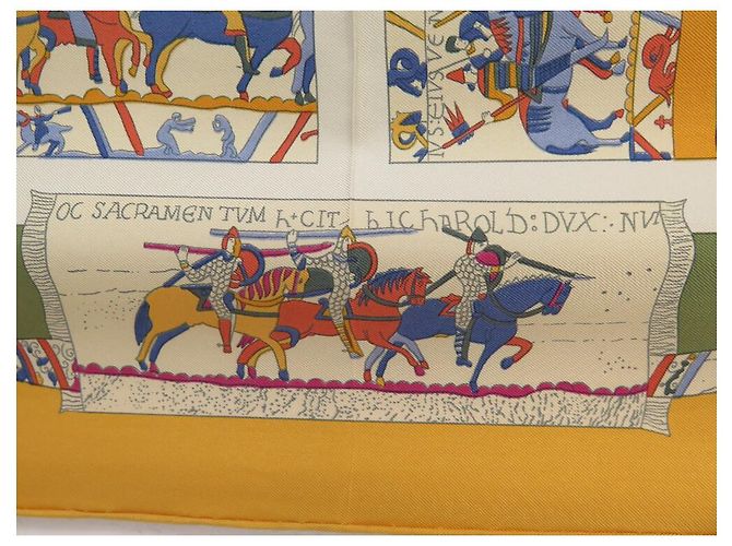 Hermès SCARF HERMES IN ONORE DI GUILLAUME DUBIGEON 90 SETA ARANCIONE - vista 8