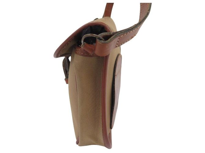 VINTAGE LANCEL HANDTASCHE AUS BRAUNEM CANVAS MESSENGER BAG - Ansicht 4