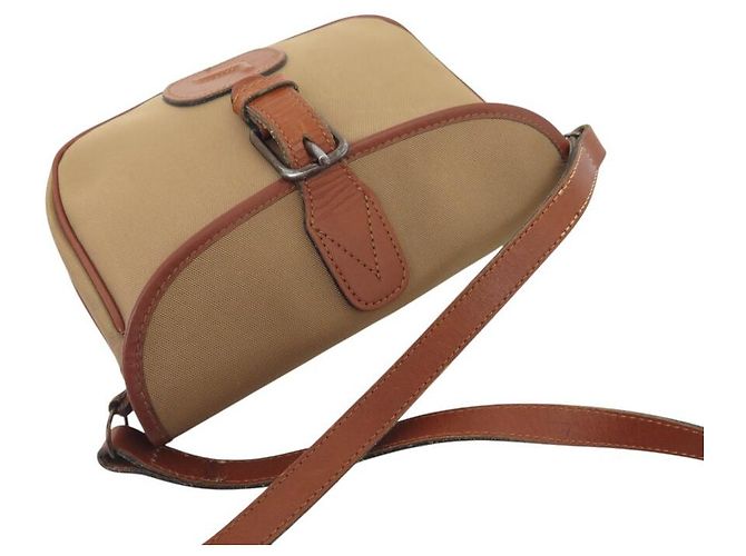 VINTAGE LANCEL HANDTASCHE AUS BRAUNEM CANVAS MESSENGER BAG - Ansicht 6