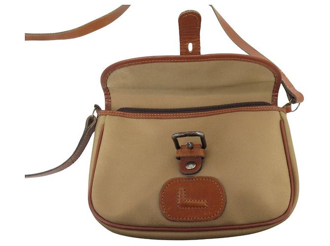 VINTAGE LANCEL HANDTASCHE AUS BRAUNEM CANVAS MESSENGER BAG - Ansicht 9