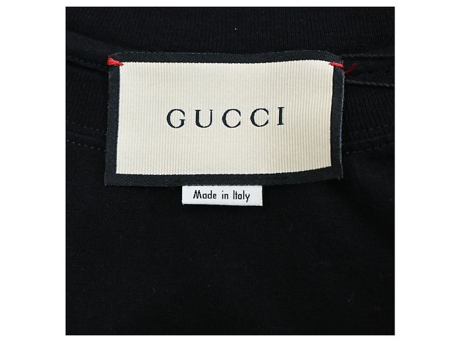 T-shirt in cotone nero con logo Gucci stampato - vista 4