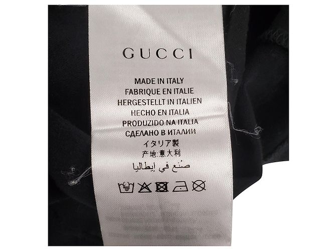 T-shirt in cotone nero con logo Gucci stampato - vista 8