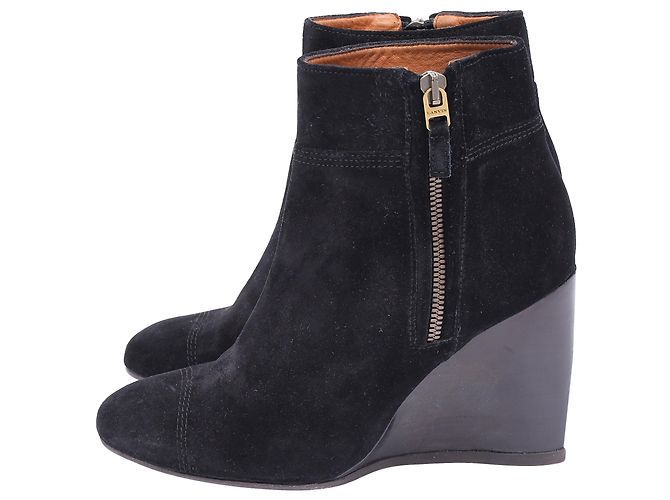 Stivaletti con zeppa Lanvin in suede nero - vista 3