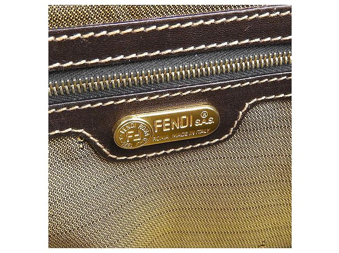 Vintage Fendi Canvas-Leder Schultertasche - Ansicht 10