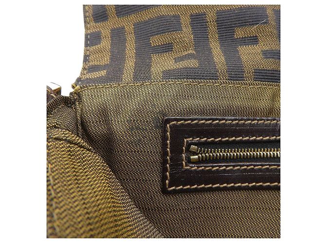 Vintage Fendi Canvas-Leder Schultertasche - Ansicht 3