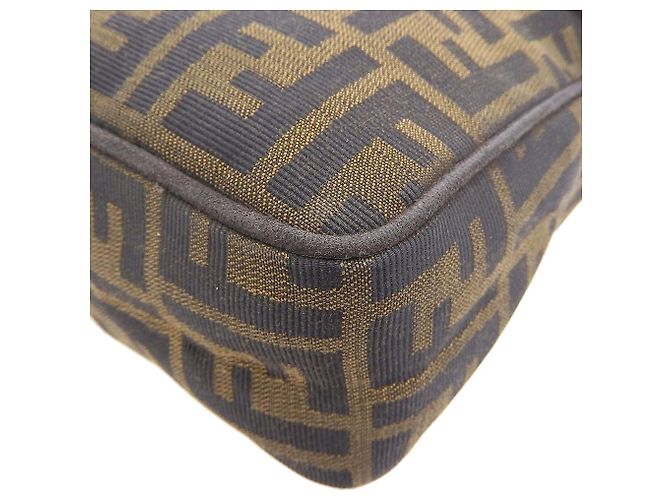 Vintage Fendi Canvas-Leder Schultertasche - Ansicht 4