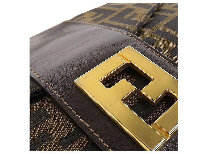 Vintage Fendi Canvas-Leder Schultertasche - Ansicht 5
