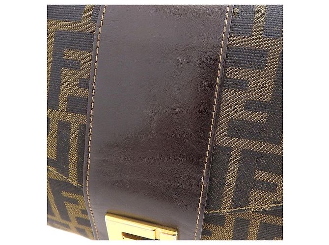 Vintage Fendi Canvas-Leder Schultertasche - Ansicht 6