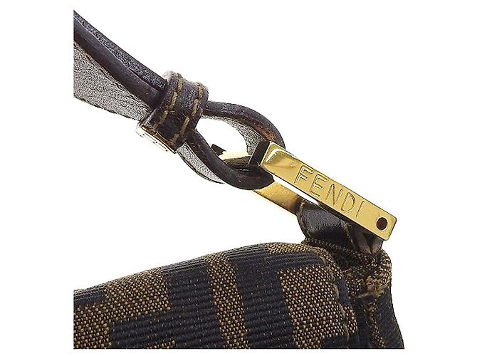 Vintage Fendi Canvas-Leder Schultertasche - Ansicht 7