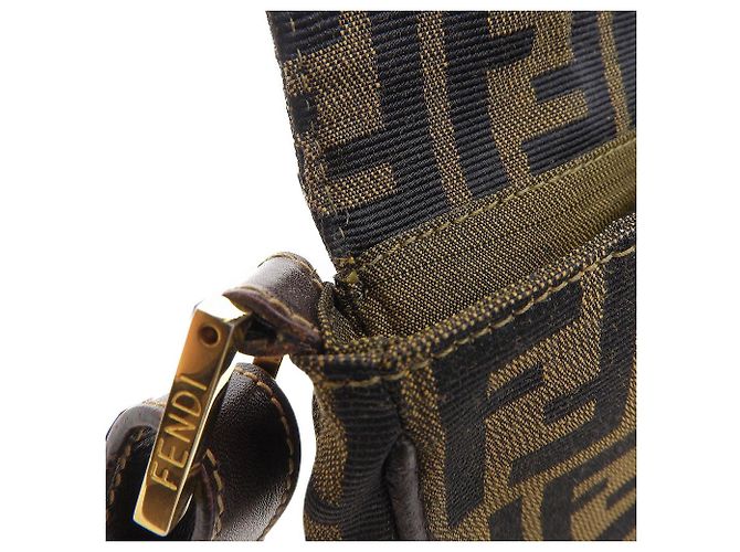 Vintage Fendi Canvas-Leder Schultertasche - Ansicht 8