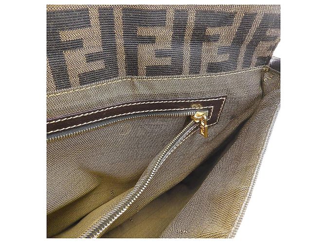 Vintage Fendi Canvas-Leder Schultertasche - Ansicht 9