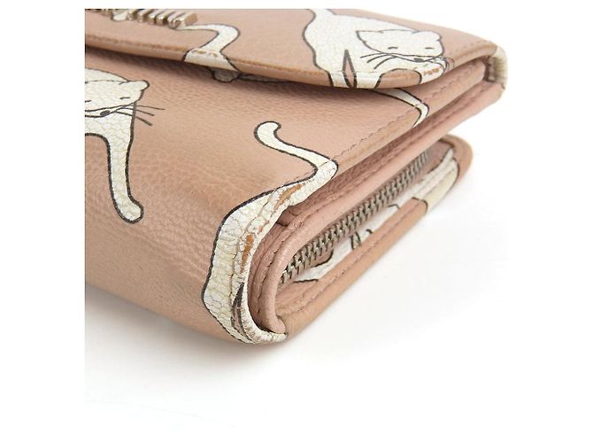 Cartera de cuero con estampado de gato Miu Miu Rosa Blanco - vista 3