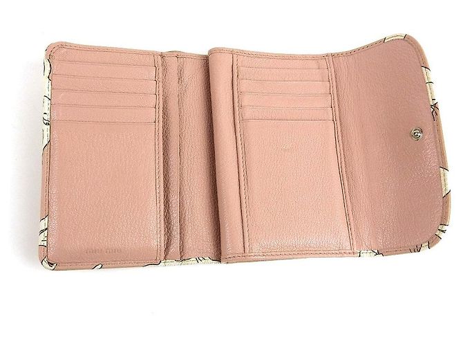 Cartera de cuero con estampado de gato Miu Miu Rosa Blanco - vista 6