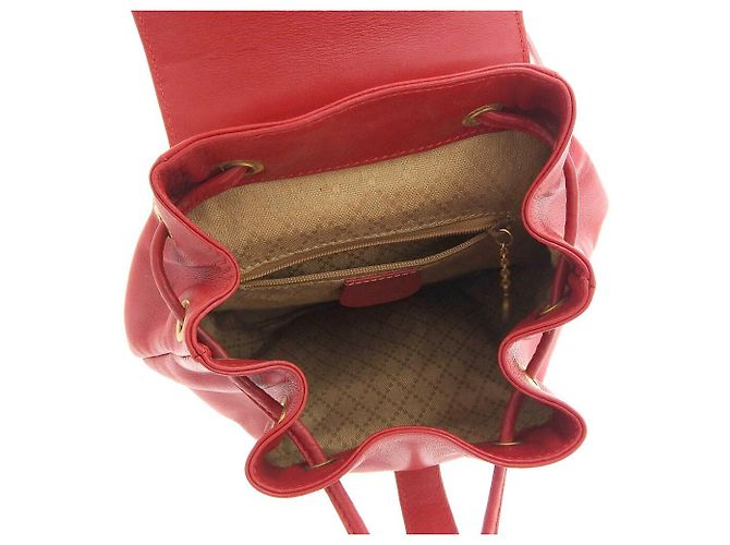 Gucci Bamboo Leder Rucksack Vintage Rot - Ansicht 3