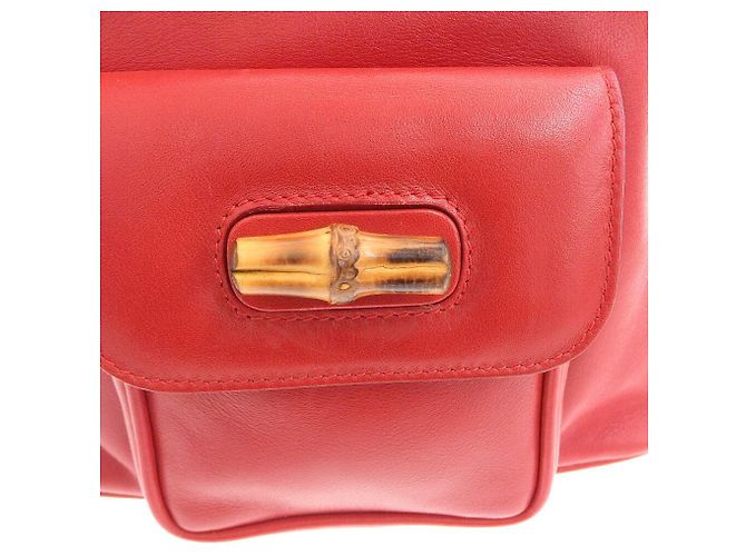 Gucci Bamboo Leder Rucksack Vintage Rot - Ansicht 7